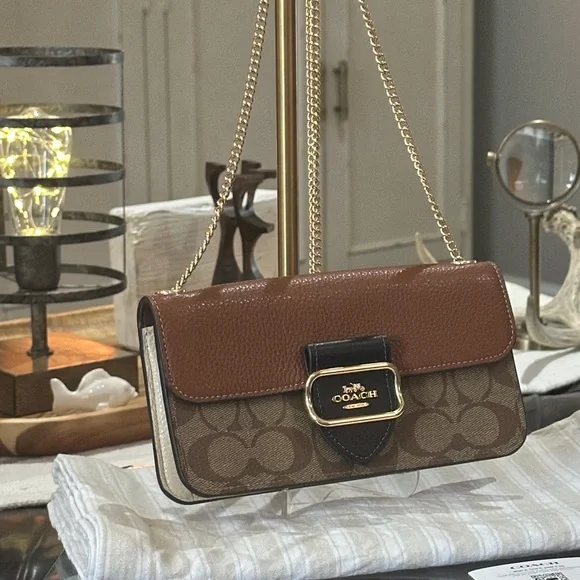 COACH Signature Colorblock Morgan Crossbody in Khaki/Multi, BNWT - Picture 4 of 16